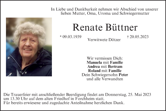 Anzeige von Renate Büttner von MGO