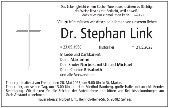 Anzeige von Stephan Link von MGO