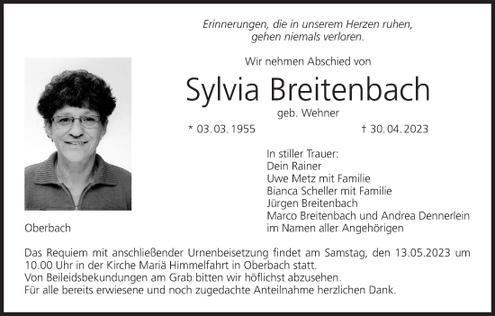 Anzeige von Sylvia Breitenbach von MGO