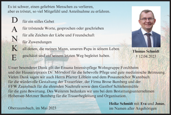 Anzeige von Thomas Schmidt von MGO