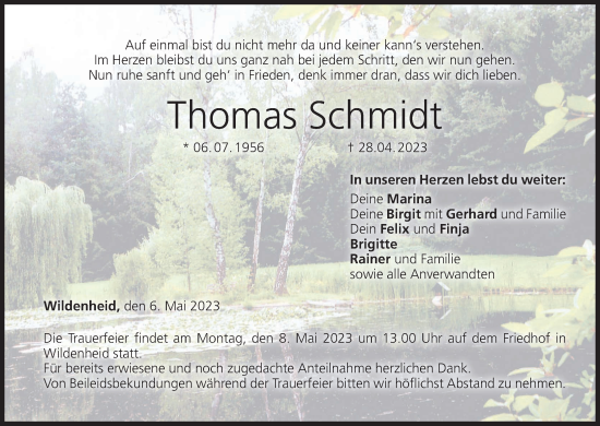 Anzeige von Thomas Schmidt von MGO