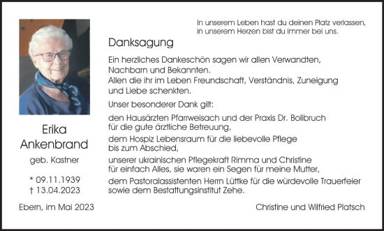 Anzeige von UErika Ankenbrand von MGO