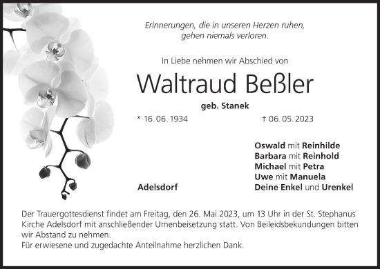 Anzeige von Waltraud Beßler von MGO