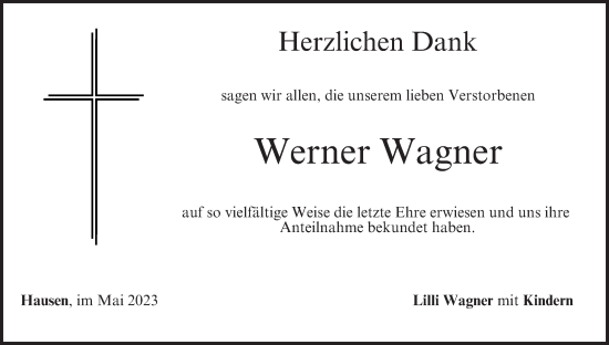 Anzeige von Werner Wagner von MGO