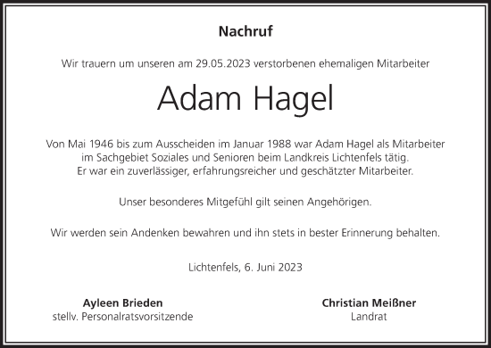 Anzeige von Adam Hagel von MGO