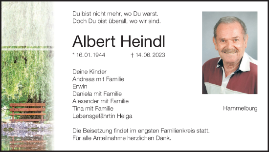 Anzeige von Albert Heindl von MGO