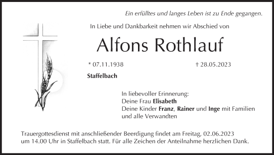 Anzeige von Alfons Rothlauf von MGO