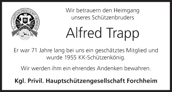 Anzeige von Alfred Trapp von MGO