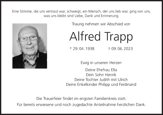 Anzeige von Alfred Trapp von MGO