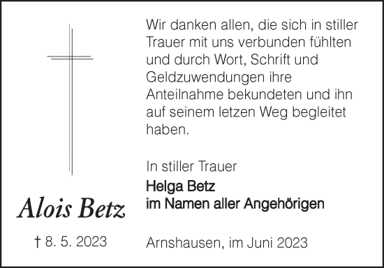 Anzeige von Alois Betz von MGO