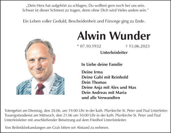 Anzeige von Alwin Wunder von MGO