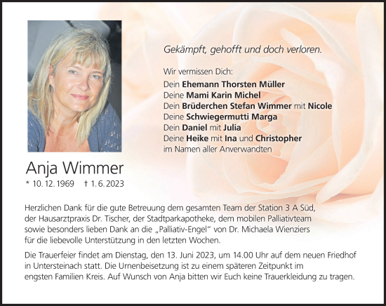 Anzeige von Anja Wimmer von MGO