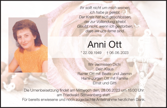 Anzeige von Anni Ott von MGO