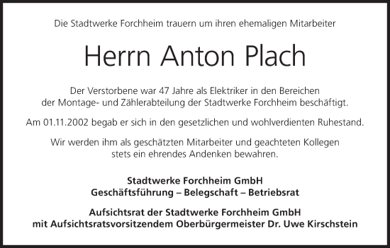 Anzeige von Anton Plach von MGO