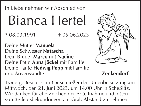 Anzeige von Bianca Hertel von MGO