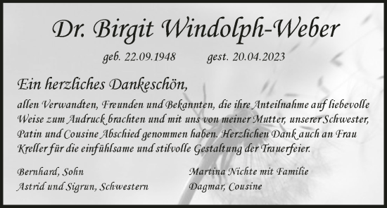 Anzeige von Birgit Windolph-Weber von MGO