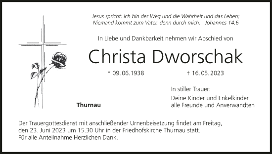 Anzeige von Christa Dworschak von MGO
