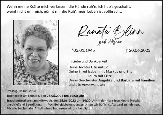Anzeige von DeineRenate Blinn von MGO