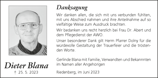 Anzeige von Dieter Blana von MGO