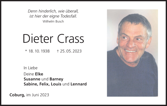 Anzeige von Dieter Crass von MGO