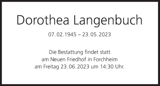 Anzeige von Dorothea Langenbuch von MGO