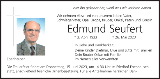 Anzeige von Edmund Seufert von MGO