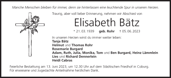 Anzeige von Elisabeth Bätz von MGO