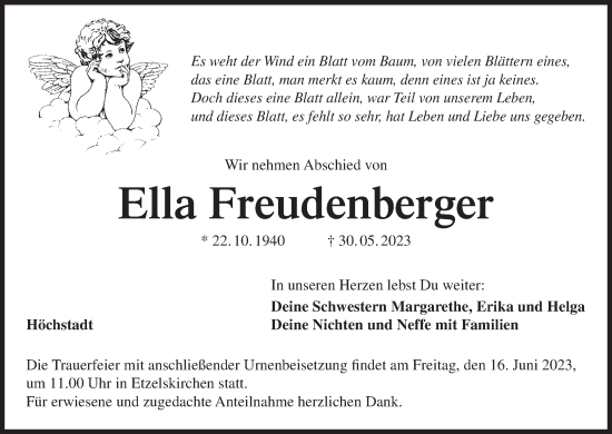 Anzeige von Ella Freudenberger von MGO