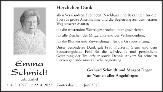 Anzeige von Emma Schmidt von MGO