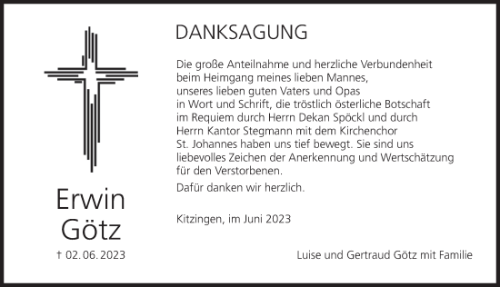 Anzeige von Erwin Götz von MGO