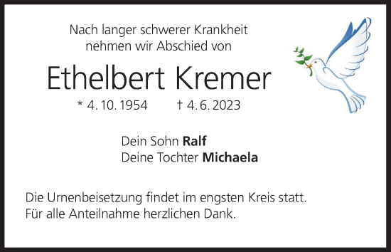 Anzeige von Ethelbert Kremer von MGO