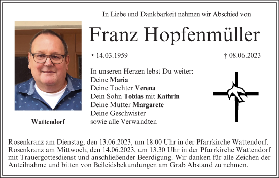Anzeige von Franz Hopfenmüller von MGO