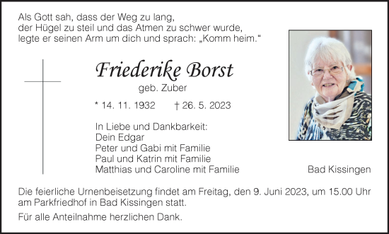 Anzeige von Friederike Borst von MGO