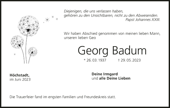 Anzeige von Georg Badum von MGO