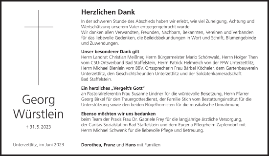 Anzeige von Georg Würstlein von MGO