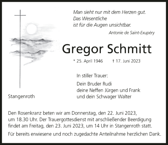 Anzeige von Gregor Schmitt von MGO