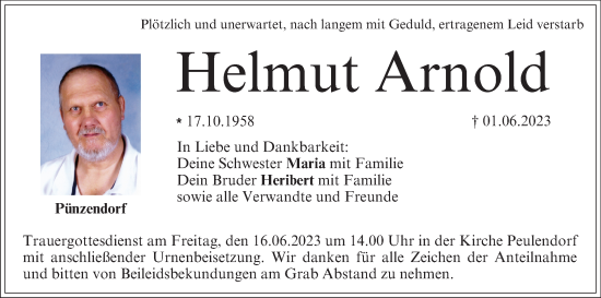 Anzeige von Helmut Arnold von MGO