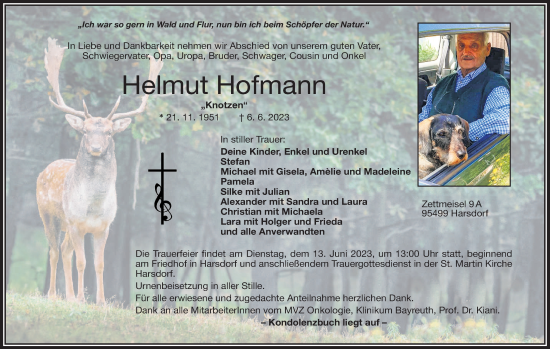 Anzeige von Helmut Hofmann von MGO