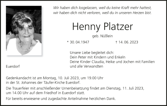 Anzeige von Henny Platzer von MGO
