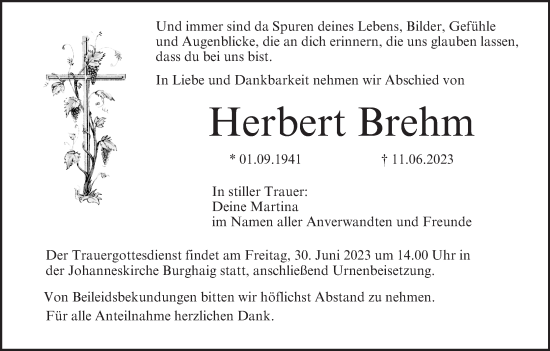 Anzeige von Herbert Brehm von MGO