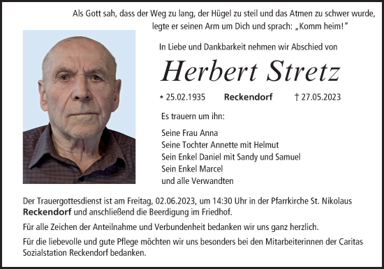 Anzeige von Herbert Stretz von MGO