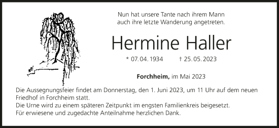 Anzeige von Hermine Haller von MGO