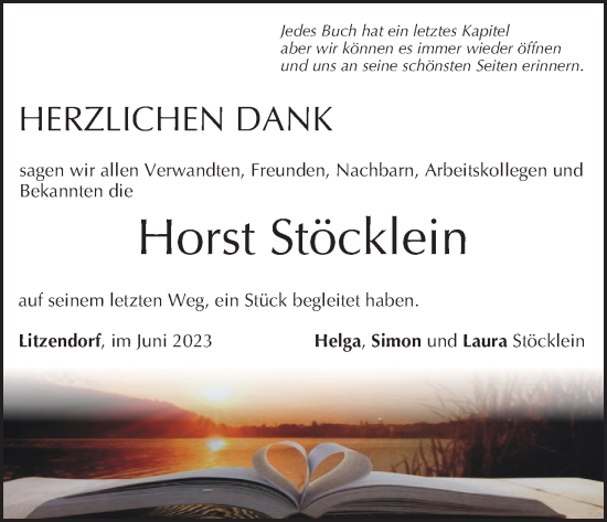 Anzeige von Horst Stöcklein von MGO