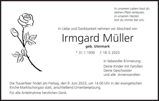 Anzeige von Irmgard Müller von MGO