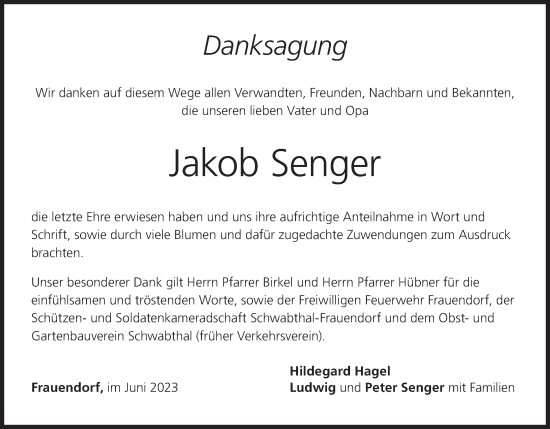 Anzeige von Jakob Senger von MGO