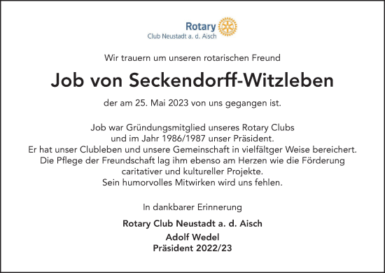 Anzeige von Job von Seckendorff-Witzleben von MGO