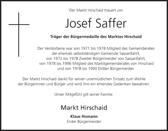 Anzeige von Josef Saffer von MGO