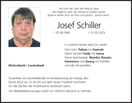 Anzeige von Josef Schiller von MGO