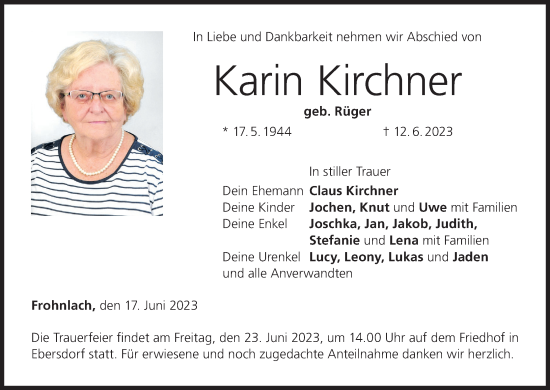 Anzeige von Karin Kirchner von MGO