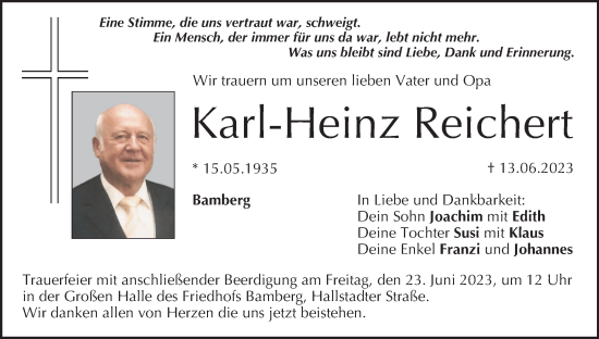 Anzeige von Karl-Heinz Reichert von MGO